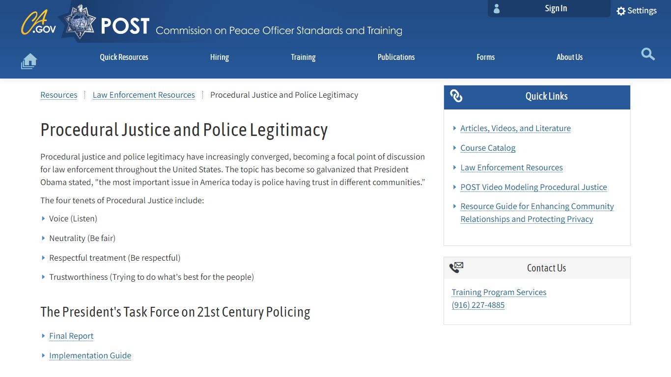 Procedural Justice and Police Legitimacy - California