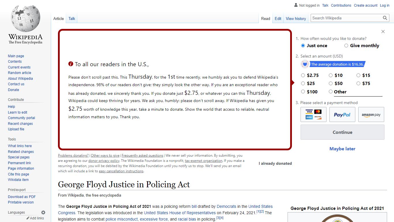 George Floyd Justice in Policing Act - Wikipedia